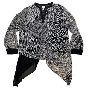 Chico's sheer geometric tunic top Women's size 2(12)